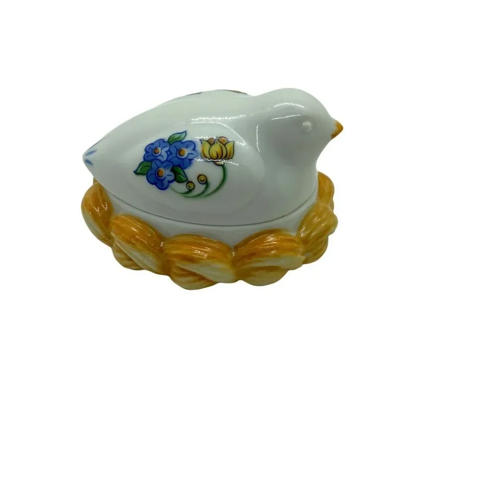 Bird Trinket Box Candle Vtg Elizabeth Arden White Roma Al Fresco Ceramic Dove